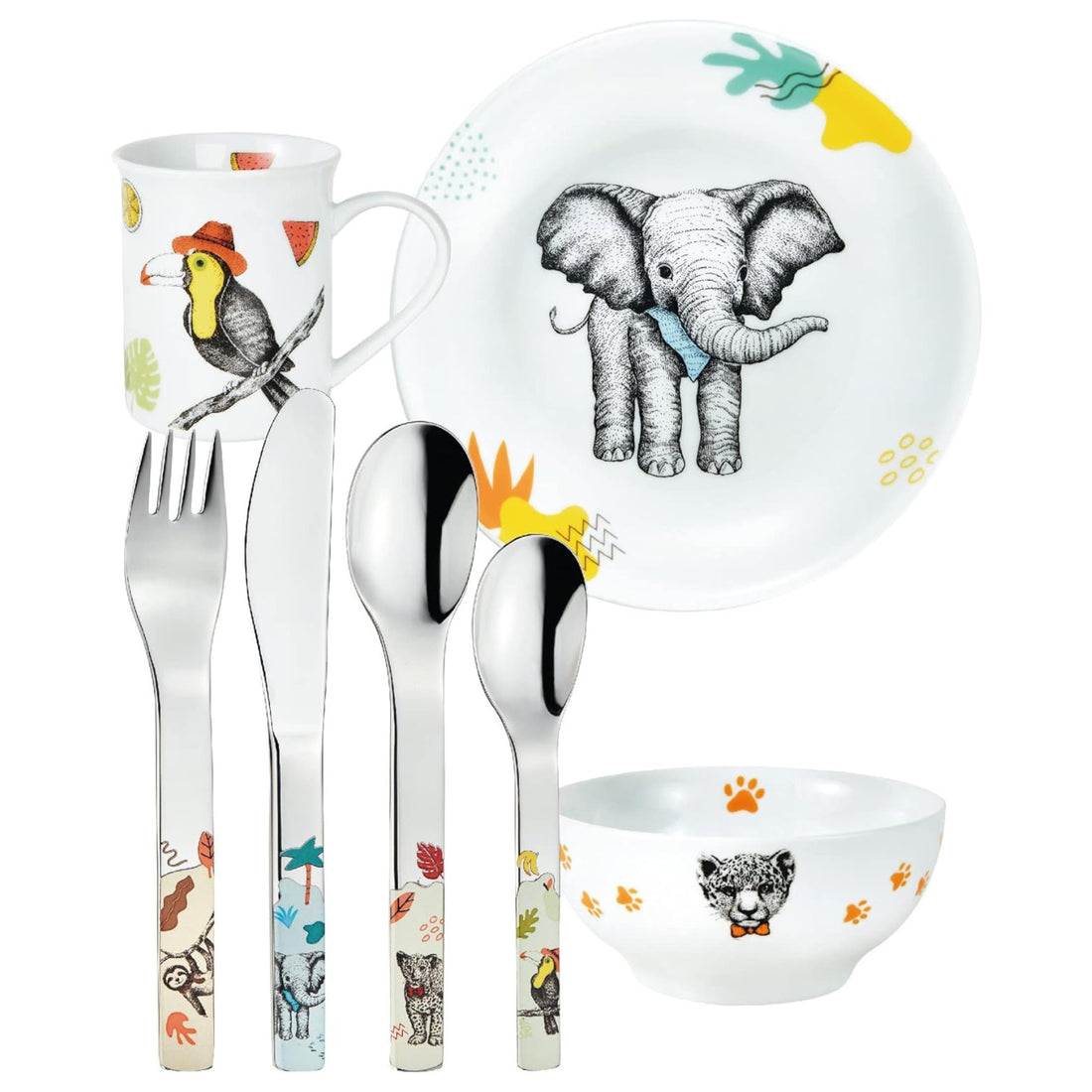 Kindergeschirr Set 7 - teilig NATURA mit Gravur - 