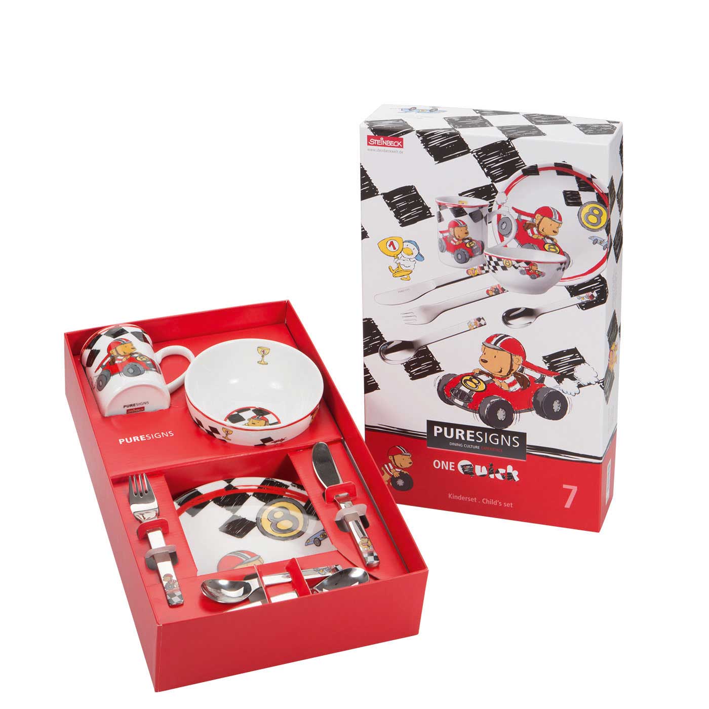 Kindergeschirr Set 7 - teilig QUICK mit Gravur - 